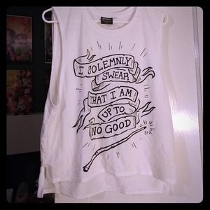 Harry potter white muscle crop top